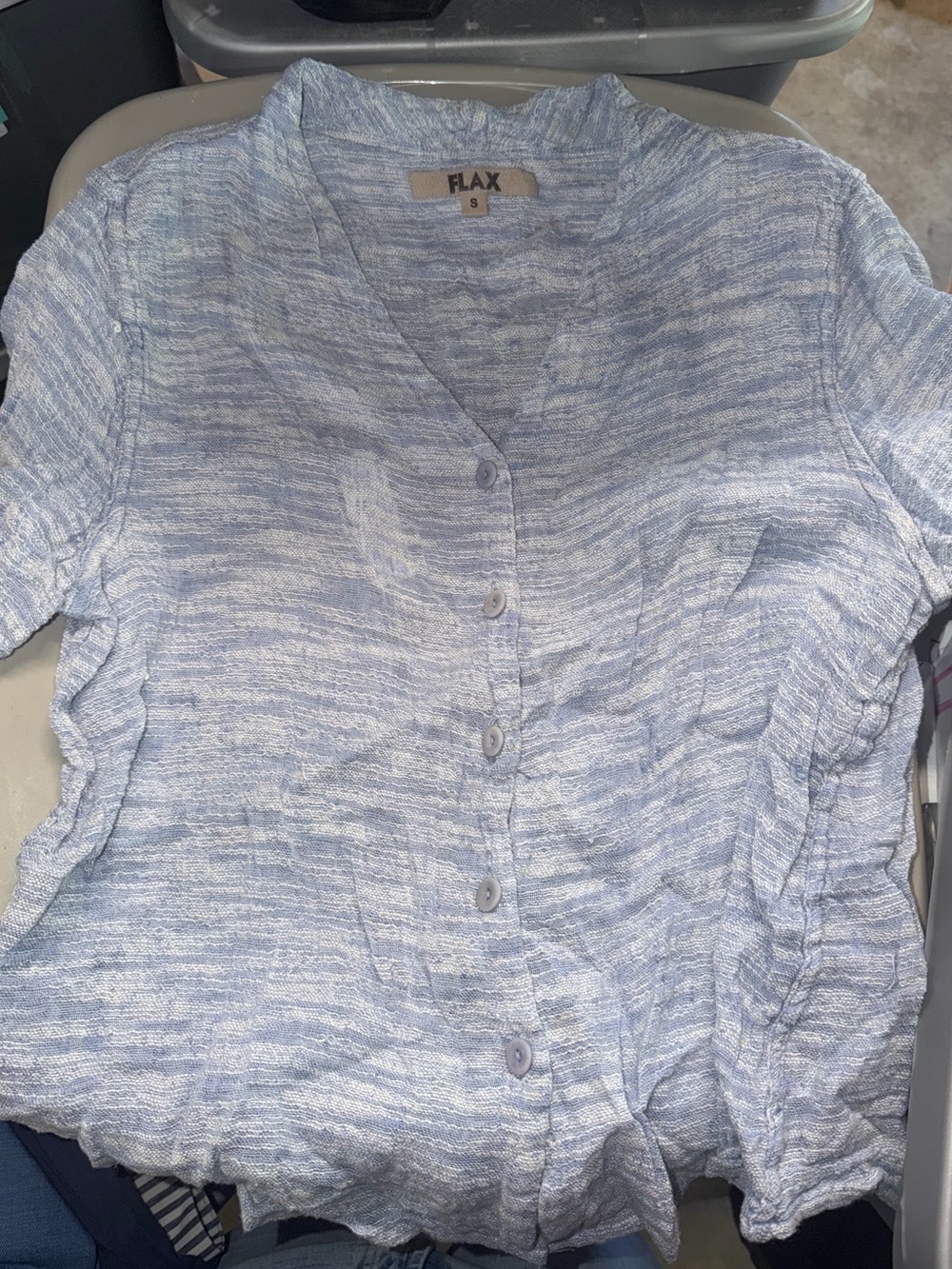 FLAX Linen Cotton Blend Button-Front Women's Top Size Small